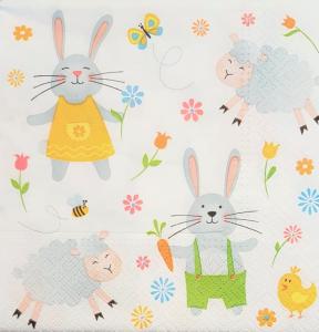 Serwetka TETE 1 sztuka Zające i owce