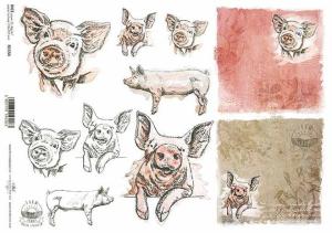 Papier ryżowy A4 R1554 Szczęśliwa farma świnki