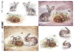 Papier ryżowy A4 R1355 wielkanocne zające