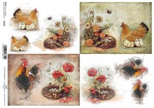 Papier ryżowy A4 R1352 wielkanocne kury