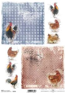 Papier ryżowy A4 R1351 kury i koguty