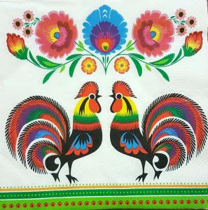 Serwetka Maki 1 sztuka ludowe łowickie koguty