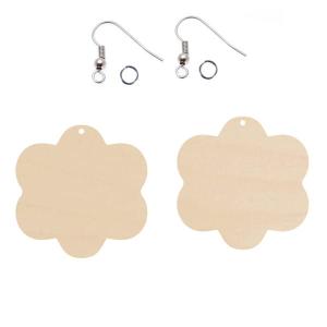 Kolczyki sklejka kwiat gładki + bigle