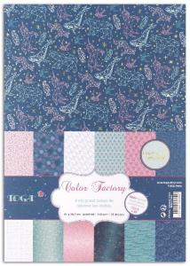 Papier scrap 36 kartek 21x29,7cm 140g/m2 złocony - nocne niebo