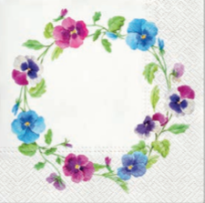 Serwetka TETE 1 sztuka - wianek z bratków