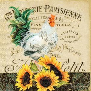 Serwetka Ambiente 33x33 1 sztuka - Kogut w słonecznikach