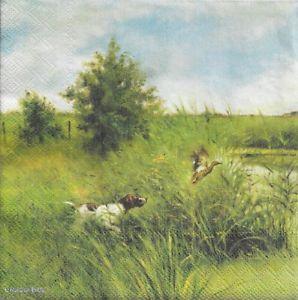 Serwetka Ambiente 20sztuk 33x33cm polowanie. Dog hunts duck.