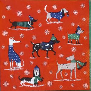 Serwetka PAW 1 sztuka BN pieski w szalikach