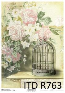 Papier ryżowy A4 R763 klatka/kwiaty