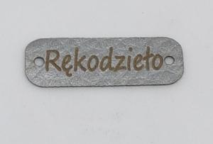 Naszywka "Rękodzieło" pismo srebrna