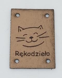 Naszywka "Rękodzieło" Kotek jasna