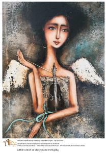 Papier ryżowy A4 Anioł ze skrzypcami o wstążką A4R24