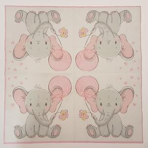 Serwetka MAKI 1 sztuka Słonik z balonem różowa