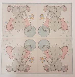 Serwetka MAKI 1 sztuka Słonik z balonem niebieska