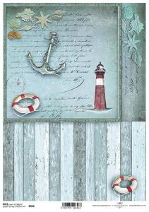 Papier ryżowy A4 R942 marynarski kotwica