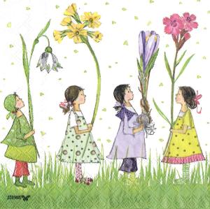 Serwetka STEWO 1 sztuka - Dziewczynki z kwiatkami