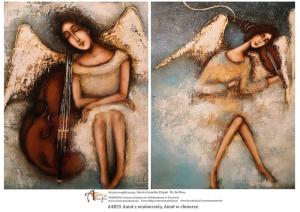 Papier ryżowy A4 Anioł z wiolączelą. Anioł w chmurze A4R55