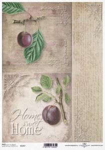 Papier ryżowy A4 R1257 śliwka listy