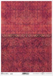 Papier ryżowy A4 R1895 Tło tapeta z paskiem ornamentowym bordo