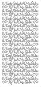 Naklejka ażurowa "W dniu ślubu serduszka" srebrna