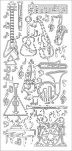 Naklejka ażurowa "instrumenty fortepian" złota