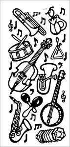 Naklejka ażurowa "instrumenty wiolonczela" srebrna