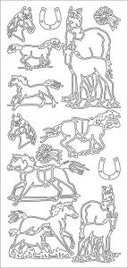 Naklejka ażurowa "konie źrebaki" srebrna