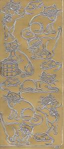 Naklejka ażurowa "kotki" złota