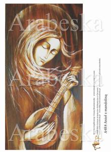 Papier ryżowy A4 Anioł z mandoliną A4R4