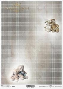 Papier ryżowy A4 R1645 kratka misie