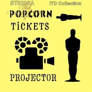Szablon 16x16cm ST0205A Popcorn Tickets