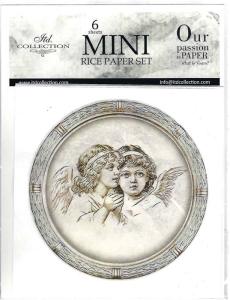 Papier ryżowy mini zestaw 6sztuk 15x15cm RSM059 Anioły w kołach