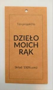 Zawieszka papierowa mix DZIEŁO MOICH RĄK 5x9cm