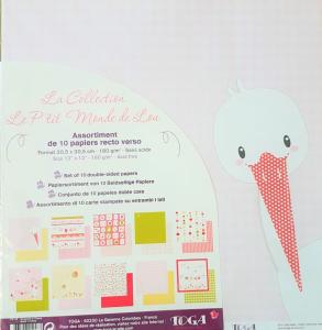 Papier scrap dwustronny 10 kartek 30,5x30,5cm 180g/m lou rose