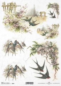 Papier ryżowy A4 R0670 Ptaki jaskółki większe