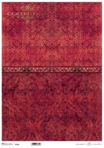 Papier ryżowy A3 R0739L Tło tapeta z paskiem ornamentowym bordo