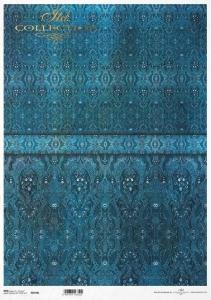 Papier ryżowy A3 R0740L Tło tapeta z paskiem ornamentowym niebieski