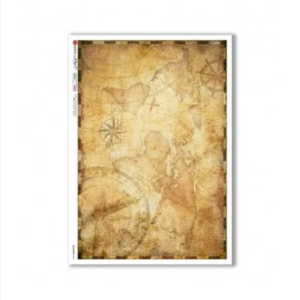 Papier ryżowy A4 Róża wiatrów i mapa O-M-0041