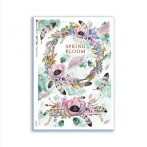 Papier ryżowy A4 Wianek z piór Spring Bloom FLOW-0371