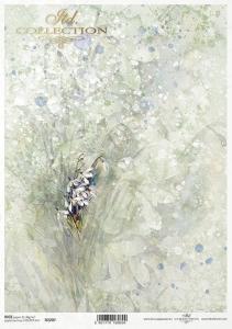 Papier ryżowy A4 R2207 Kwiaty tło przebiśniegi