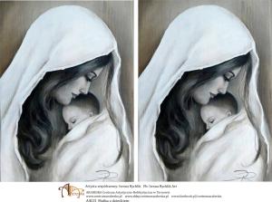 Papier ryżowy A4 Matka Boska z dzieciątkiem czarno-biała (A5) A4I23