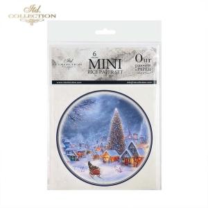 Papier ryżowy mini zestaw 6sztuk 15x15cm RSM062 Zimowe medaliony scenki