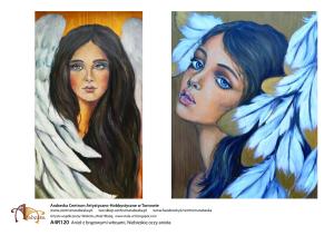 Papier ryżowy A4 Anioł z brązowymi włosami. Niebieskie oczy anioła A4R120