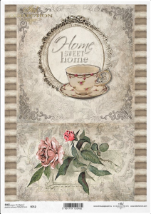 Papier ryżowy A4 R0712 Home sweet home Filiżanka róża