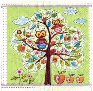 Serwetka drzewo z sowami