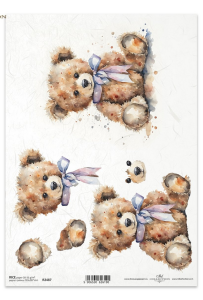 Papier ryżowy A4 R2487 BN 3D Misiu