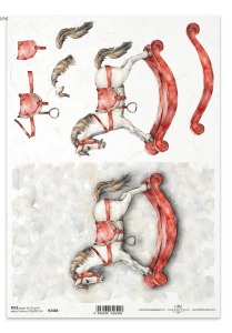 Papier ryżowy A4 R2488 BN 3D konik na biegunach