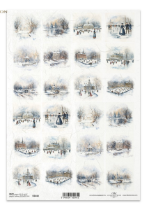 Papier ryżowy A4 R2448 Scenki pejzaże i lodowiska x 24