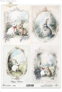Papier ryżowy A4 R2569 Króliki w ramce 2