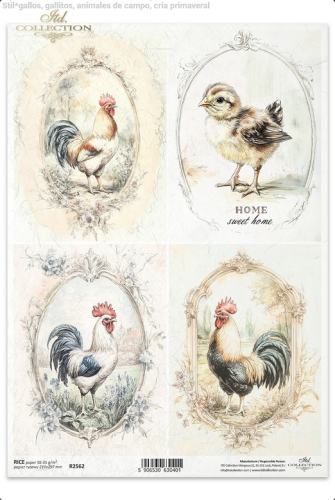papier ryżowy do decoupage R2562 koguty koguciki wiejskie zwierzęta wiosenne klimaty rustykalny styl.png